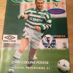 Celtic v Paris Saint Germain E.C.W.C. Matchday Programme 1995