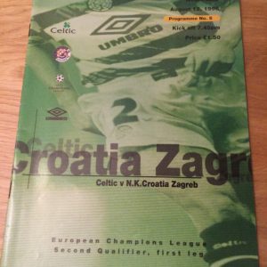 Celtic v Croatia Zagreb Champions League Matchday Programme 1998