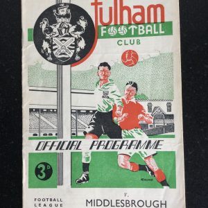 Fulham v Middlesbrough League Matchday Programme 1950