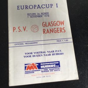 P.S.V. v Rangers European Cup Matchday Programme 1978