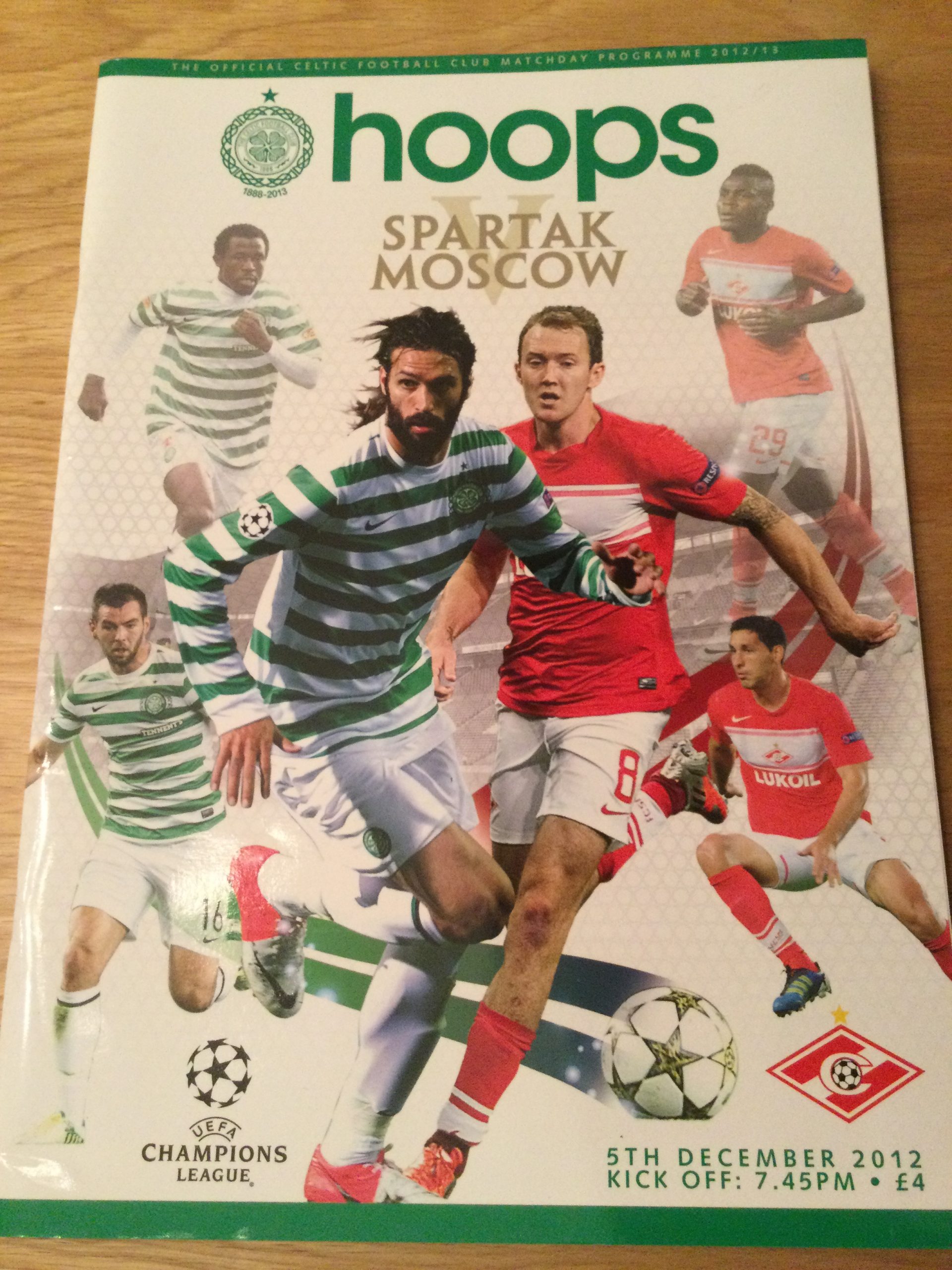 Celtic v Spartak Moscow Champions League Matchday Programme 2012