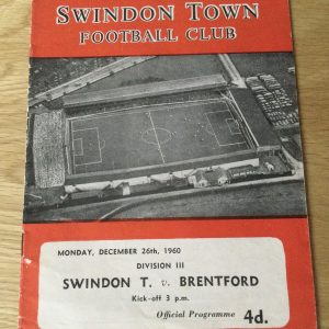 Swindon Town v Brentford League Matchday Programme 1960