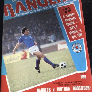 Rangers v Fortuna Dusseldorf E.C.W.C. Home & Away Matchday Programmes 1979