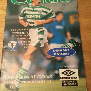 Celtic v Dinamo Batumi E.C.W.C. Matchday Programme 1995
