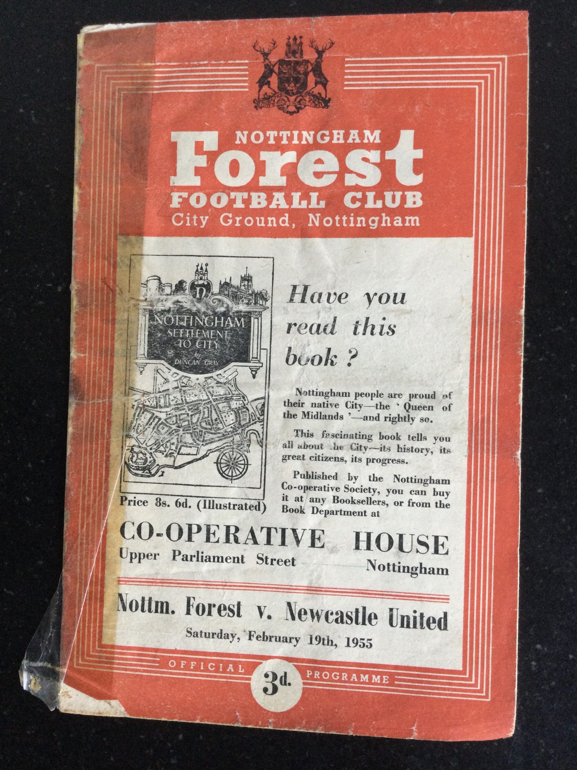 Nottingham Forest v Newcastle United League Matchday Programme 1955