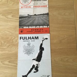 Fulham v Burnley & Stoke City League Matchday Programmes 1961 & 1966