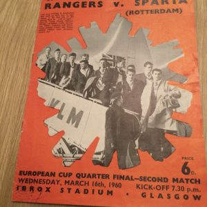 Rangers v Sparta Rotterdam European Cup Matchday Programme 1960