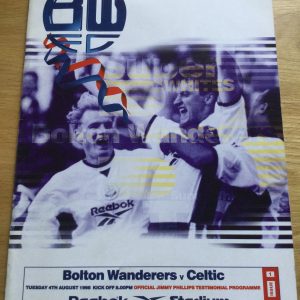Bolton Wanderers v Celtic Jimmy Phillips Testimonial Matchday Programme 1998