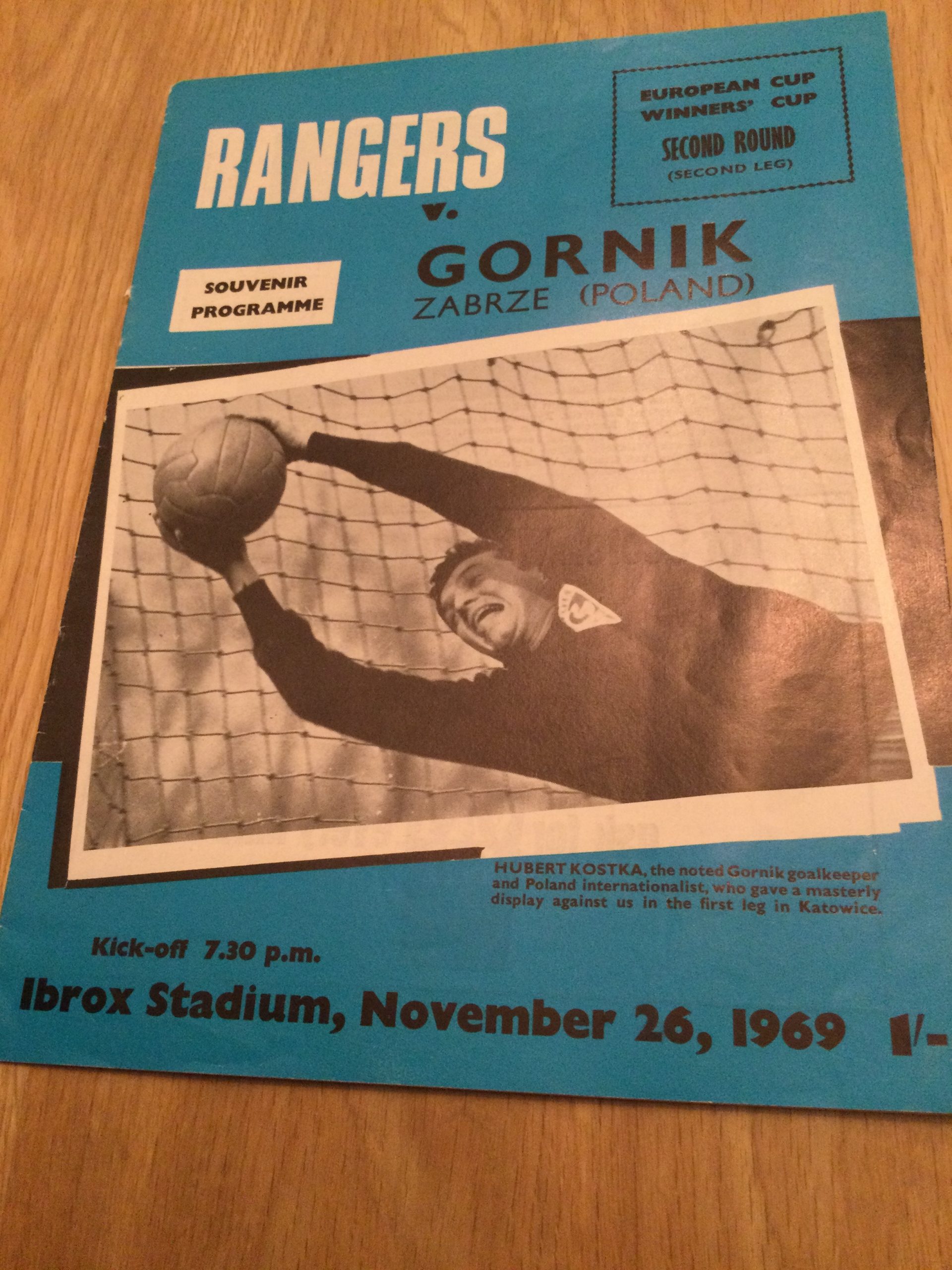 Rangers v Gornik Zabrze E.C.W.C. Matchday Programme 1969