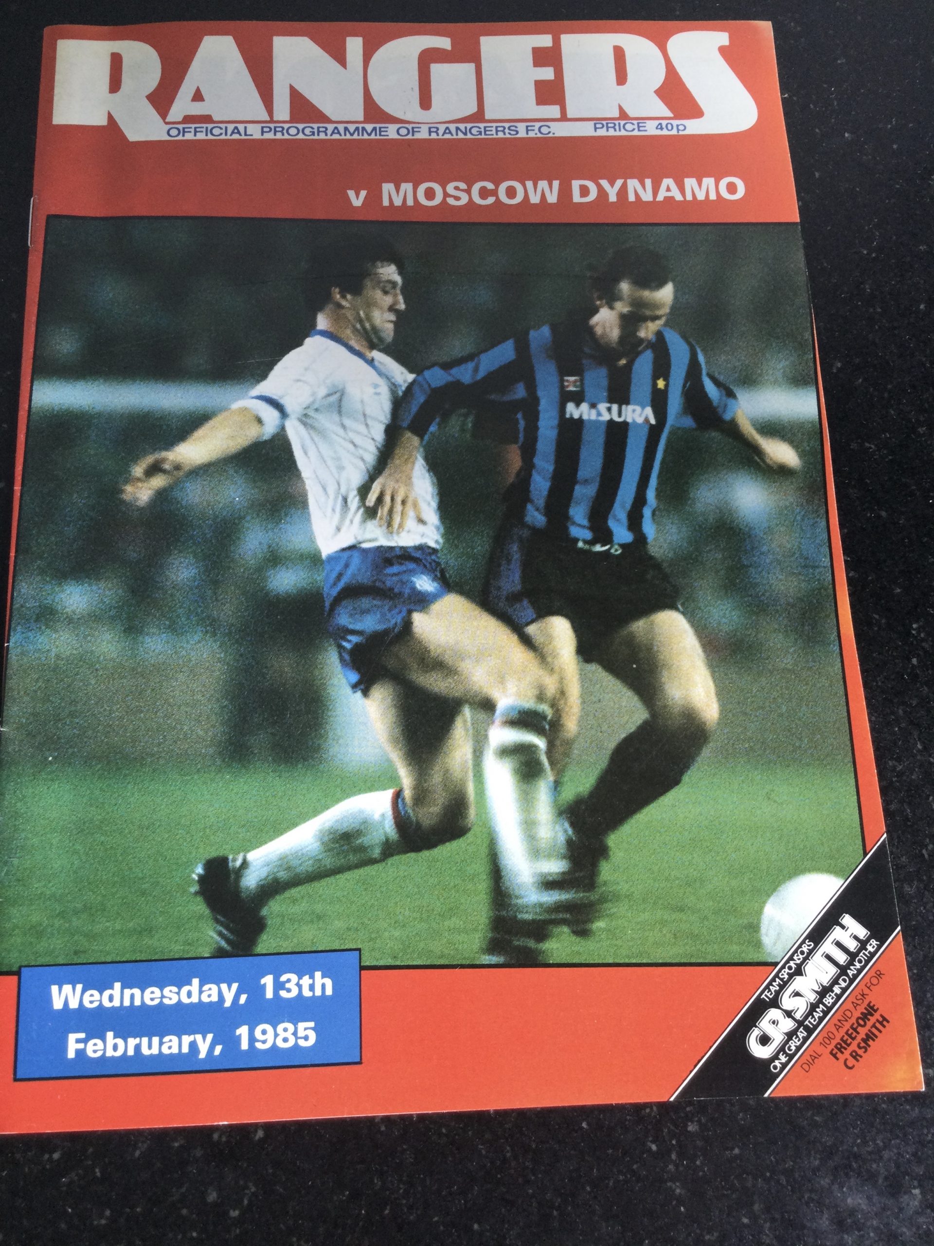 Rangers v Moscow Dynamo Friendly Matchday Programme 1985