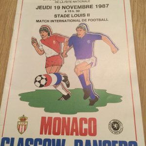 Monaco v Rangers Friendly Matchday Programme 1987