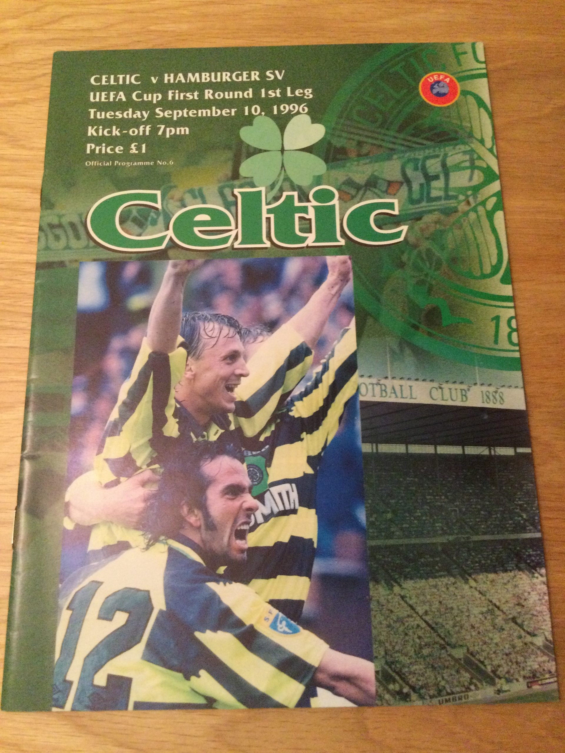 Celtic v Hamburg UEFA Cup Matchday Programme 1996