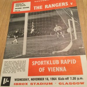 Rangers v Sportklub Rapid of Vienna European Cup Matchday Programme 1964