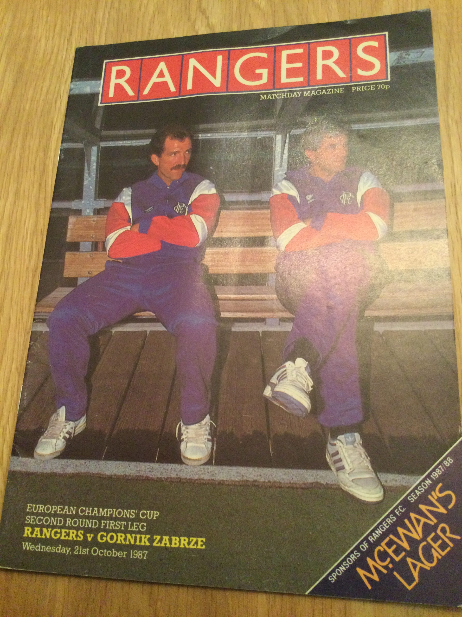 Rangers v Gornik Zabrze European Cup Matchday Programme 1987