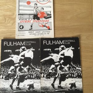Fulham v West Ham United, Burnley & Everton League Matchday Programmes 1960, 1964 & 1965