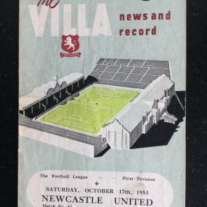 Aston Villa v Newcastle United League Matchday Programme 1953