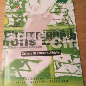 Celtic v St Patrick's Athletic Champions League Qualifier Matchday Programme 1998