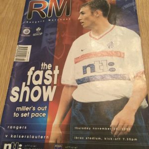 Rangers v Kaiserslautern UEFA Cup Matchday Programme 2000