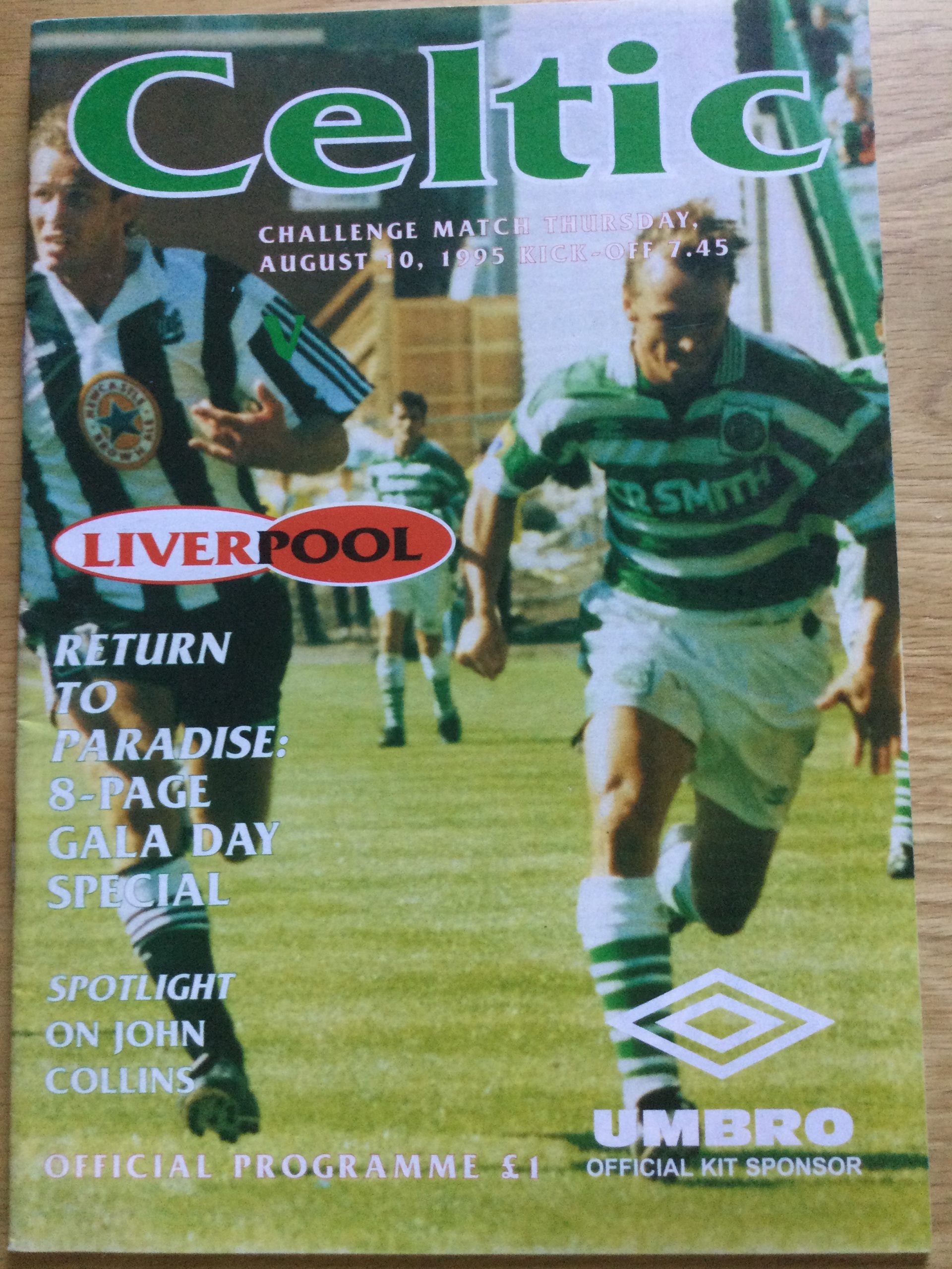 Celtic v Liverpool Challenge Match, Matchday Programme 1995