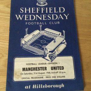 Sheffield Wednesday v Manchester United League Matchday Programme 1968