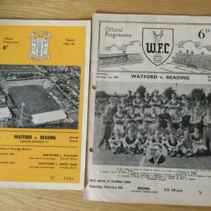 Watford v Reading League Matchday Programmes 1958 & 1962