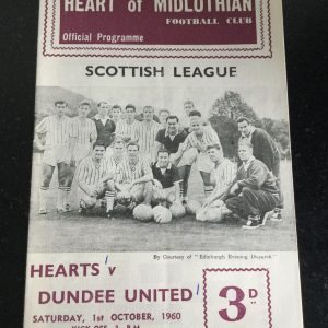Heart of Midlothian (Hearts) v Dundee United League Matchday Programme 1960