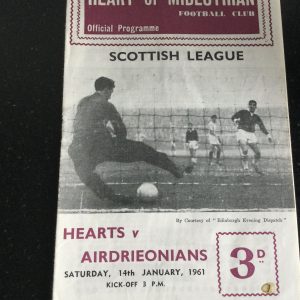 Heart of Midlothian ( Hearts) v Airdrieonians League Matchday Programme 1961
