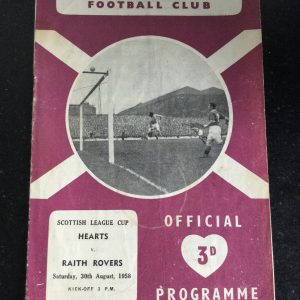 Heart of Midlothian (Hearts) v Raith Rovers League Cup Matchday Programme 1958