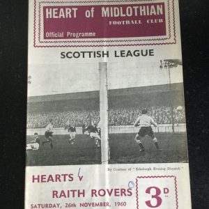 Heart of Midlothian (Hearts) v Raith Rovers League Matchday Programme 1960