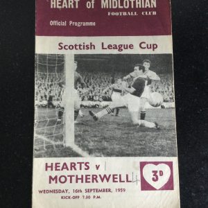 Heart of Midlothian (Hearts) v Motherwell League Cup Matchday Programme1959