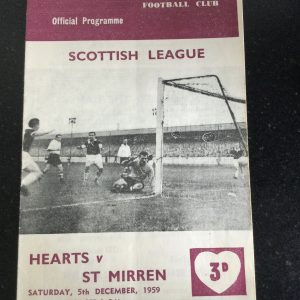 Heart of Midlothian (Hearts) v St Mirren League Matchday Programme 1959