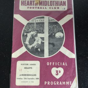 Heart of Midlothian (Hearts) v Airdrieonians League Matchday Programme 1958