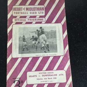 Heart of Midlothian (Hearts) v Dunfermline Athletic League Matchday Programme 1956
