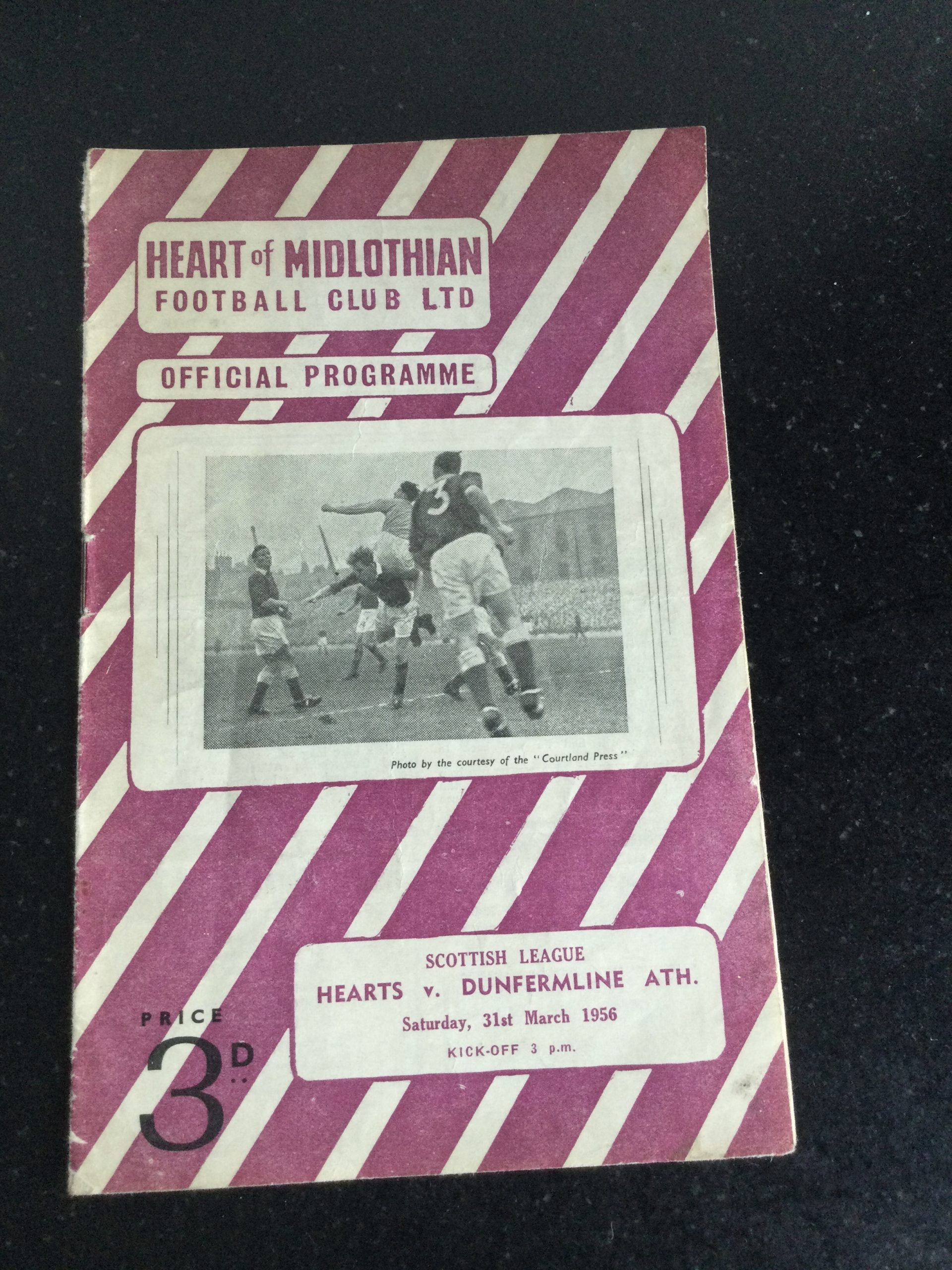 Heart of Midlothian (Hearts) v Dunfermline Athletic League Matchday Programme 1956