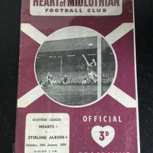 Heart of Midlothian (Hearts) v Stirling Albion League Matchday Programme 1959