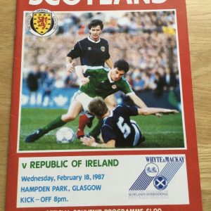 Scotland v Republic of Ireland European Championship Match Day Programme 1987