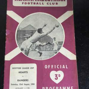 Heart of Midlothian (Hearts) v Rangers League Cup Matchday Programme 1958
