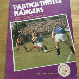 Partick Thistle v Rangers Scottish Cup Semi Final Matchday Programme 1979