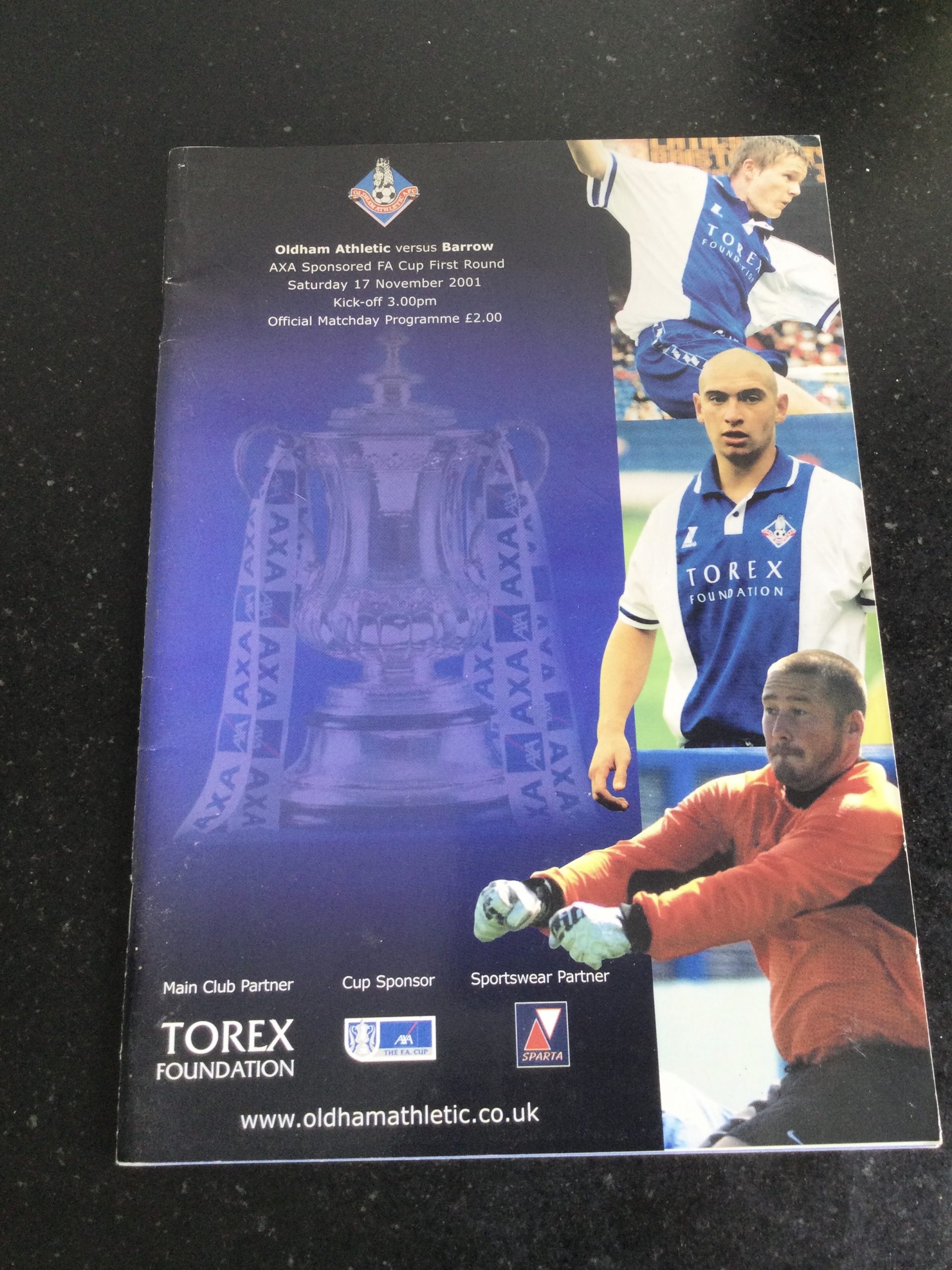 Oldham Athletic v Barrow F.A.Cup Matchday Programme 2001