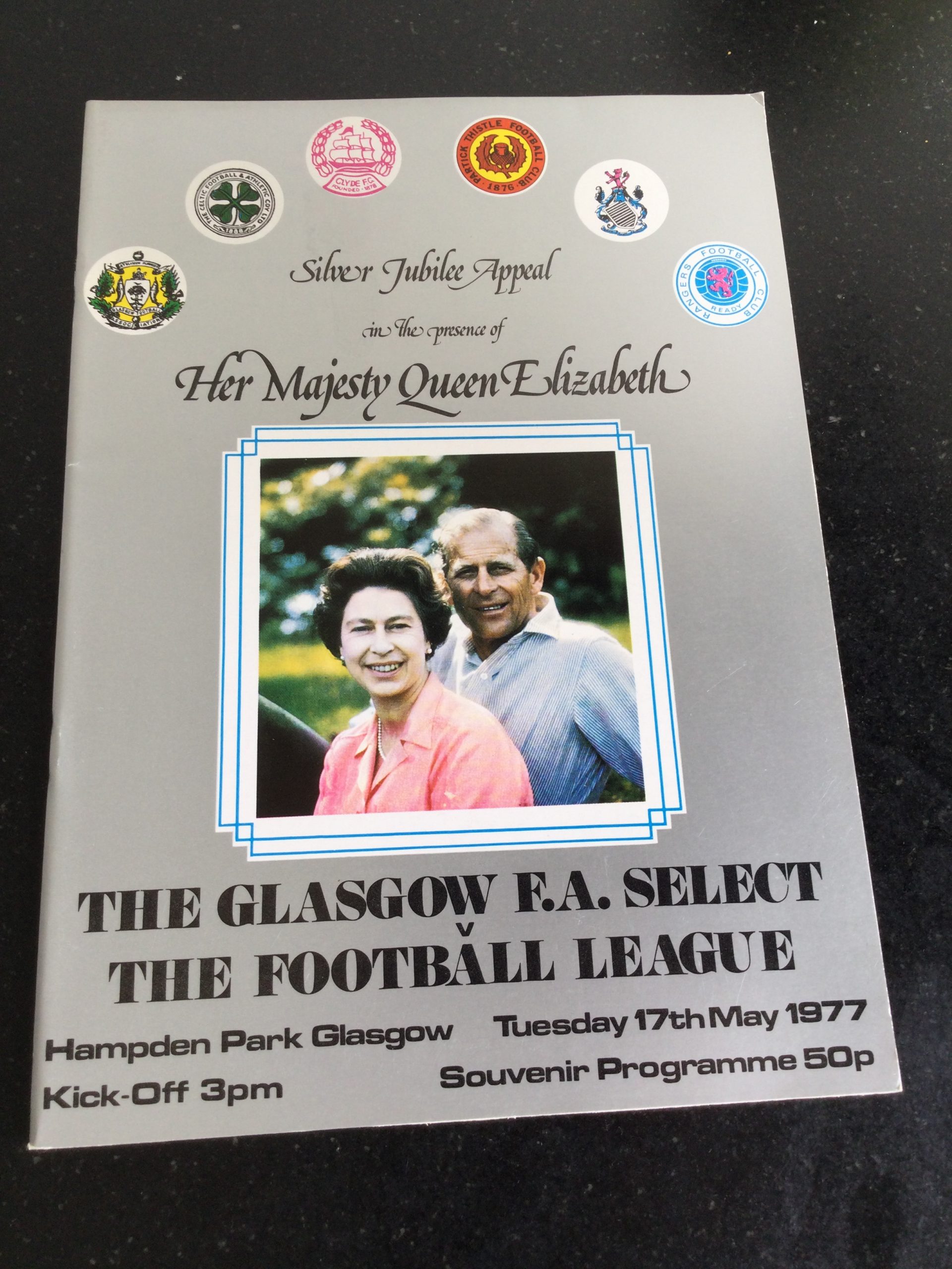 The Glasgow F.A. Select v The Football League Silver Jubilee Appeal Matchday Programme 1977