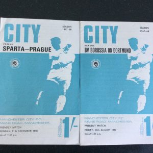 Manchester City v Borussia 09 Dortmund & Sparta Prague Friendly Matchday Programmes 1967