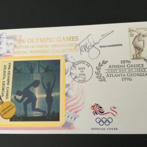 Benham Opening Ceremony, Tessa Sanderson Signed First Day Cover Olympic Games Atlanta 1996