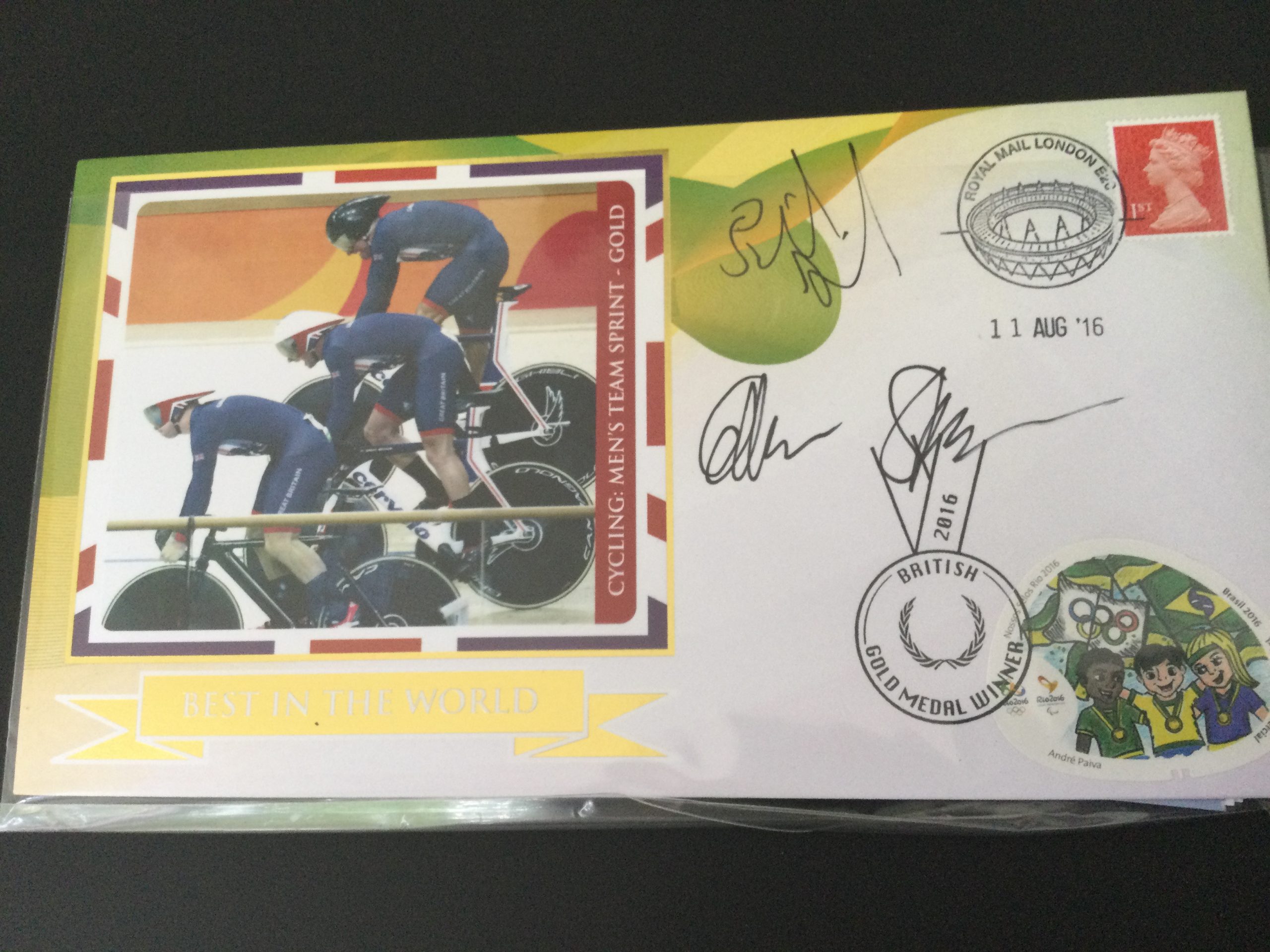 Benham Cycling Men's Team Sprint Best in the World Collection First Day Cover Signed Rio Olympic Games 2016