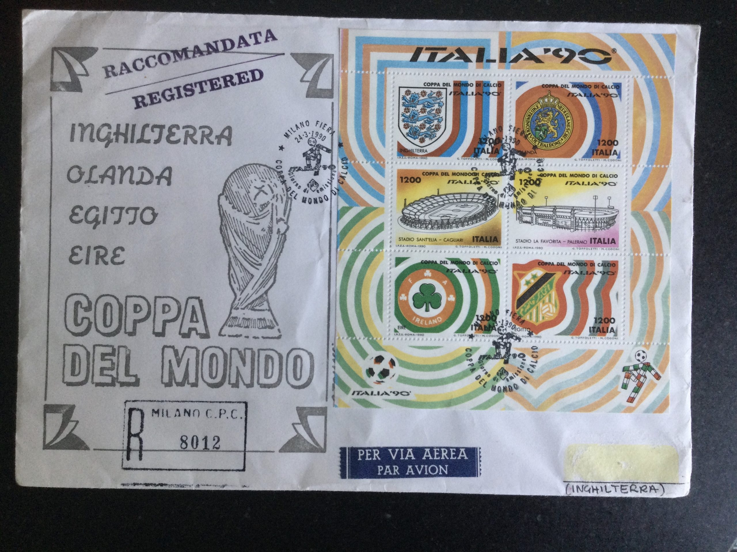 FIFA ITALIA '90 World Cup Italian Commemorative Cover 1990