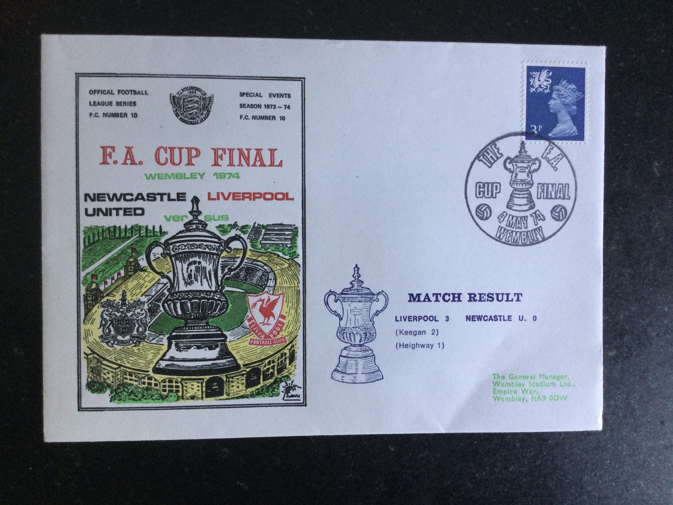 Newcastle United v Liverpool F.A.Cup Final DAWN Commemorative Cover 1974