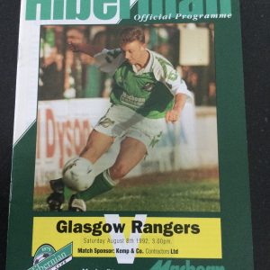 Hibernian (Hibs) v Rangers League Matchday Programme 1992