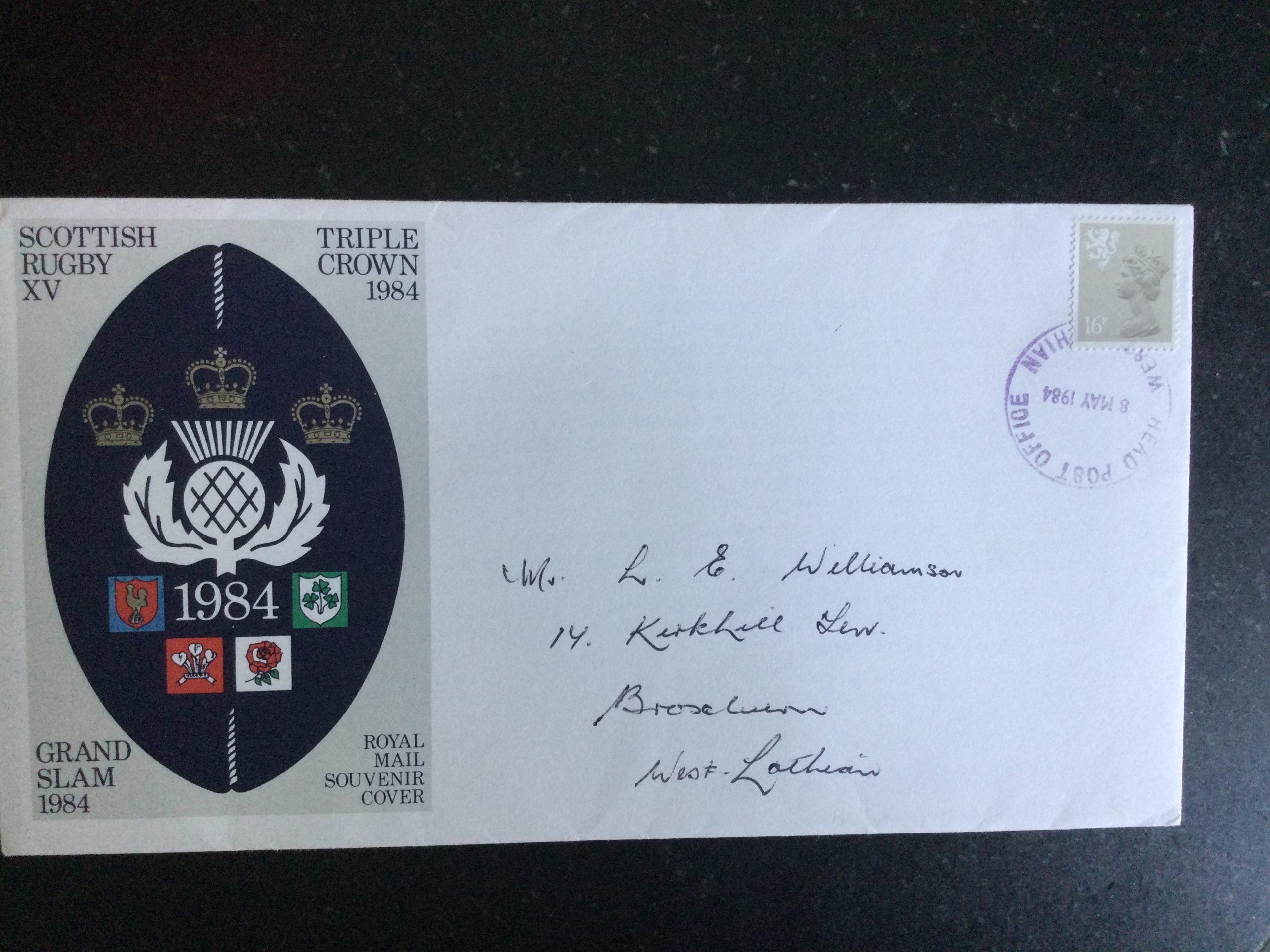 Royal Mail Commemorative Cover Scottish Rugby Grand Slam 1984