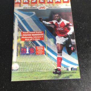 Arsenal v Bolton Wanderers FA Cup Replay Matchday Programme 1994