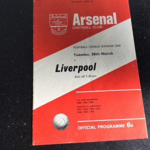 Arsenal v Liverpool League Matchday Programme 1967