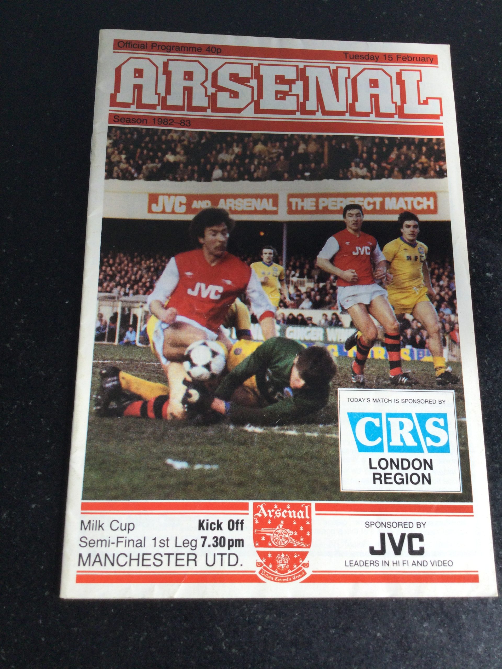 Arsenal v Manchester United League Cup Matchday Programme 1983